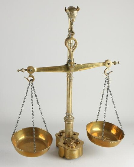 Antique English bronze scales with bull's head and