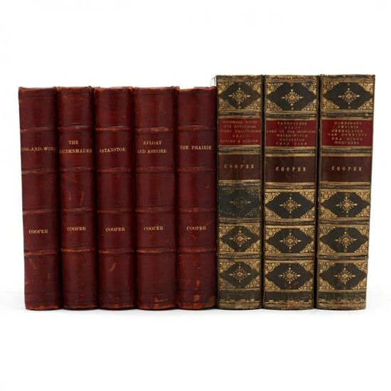Antique Leatherbound Books by James Fenimore Cooper