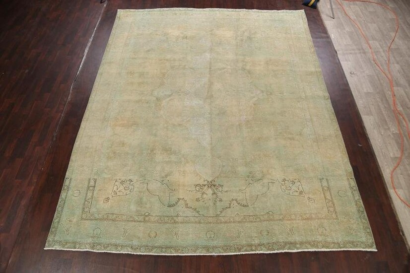 Antique Muted Floral Mashad Persian Area Rug 10x13