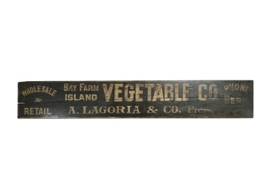 Antique Painted Wood Sign: Bay Farm Island Vegetable