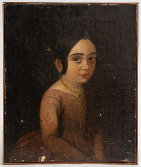 Antique Portrait of a Girl Oil Painting on Canvas