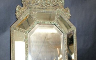 Antique embossed brass parclose mirror
