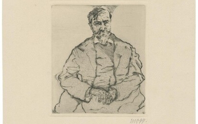Arthur Schnitzler (Erzähler, Dramatiker und Arzt, 1862-1931), Halbfigur, sitzend, en face.