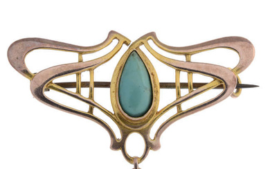 Arts & Crafts turquoise brooch, AF