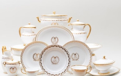 Assembled Sevres Louis Philippe Gilt Decorated Porcelain Part Table Service