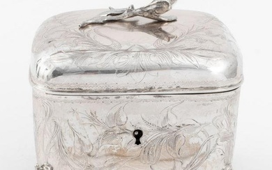 Austro Hungarian silver table casket or etrog box, the lid exterior and corps interior each stamped