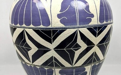 BOVESTE Carved Art Pottery Vase.