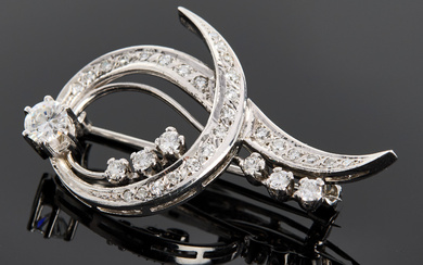 BROOCH, 18K white gold, with 33 diamonds, total approx. 0.85ct, 1965.