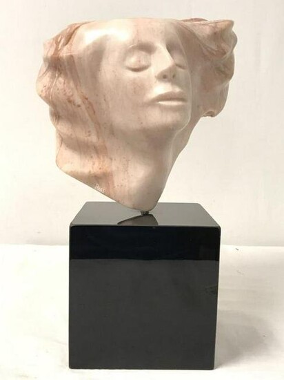 BRYAN ROSS, CARVED MARBLE SCULPTURE, FEMALE HEAD