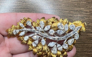 Balogh 18K Yellow & White Gold Diamond Brooch