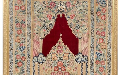 Banya Luka Embroidery, Ottoman Empire, 19th c., central floral urn applique with velvet background