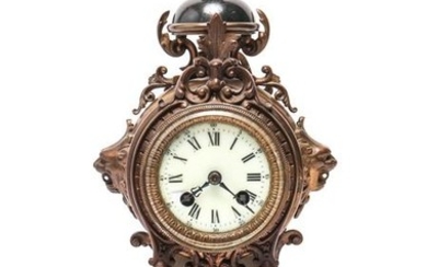 Baroque Style Bronze Mounted Mantel Clock, Antique