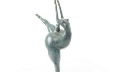 Beautiful blue bronze sculpture of a naked lady