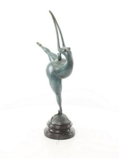 Beautiful blue bronze sculpture of a naked lady