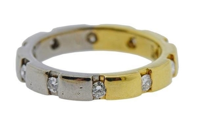 Belgiorno 18k Two Tone Gold Diamond Wedding Band Ring