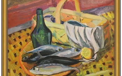 Ben Benn Original Oil Painting On Canvas Still Life Signed Framed Food Artwork