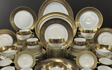 Bernardaud Limoges Louvre Cobalt Gold Dish Set