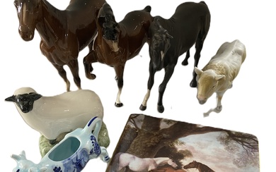 Beswick, Three ceramic horses, including ‘The Winner’, number 2421, 24cm high; also Black Beauty and