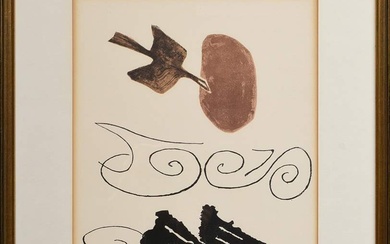 Braque, Georges (1882-1963) "Composition IV" 1956, lithograph, 160/250, from: "Derrière le Miroir", monogr. in stone lower left, num. lower right, 35.5x26.5cm (w.f. 52x41.8cm), light-stained