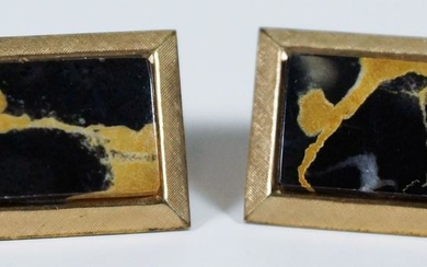 Bronze "Destino" Cufflinks with Black Stone Insets