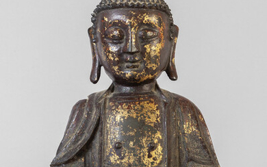 Buddha in bronzo con tracce di doratura a freddo epoca Ming, Cina...
