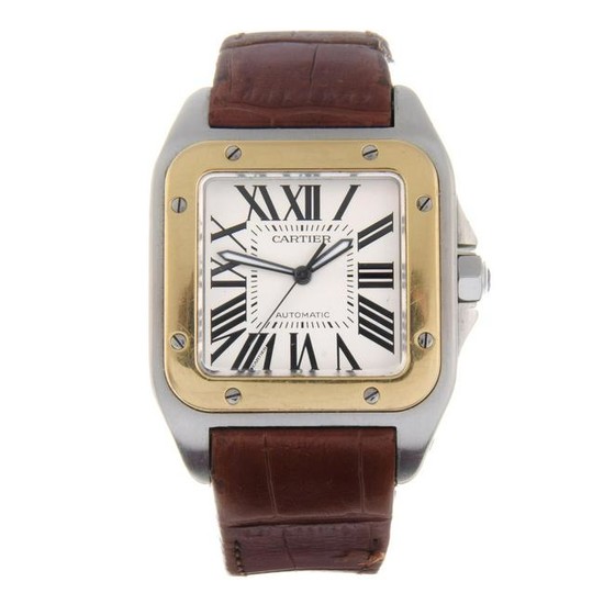 CARTIER - a gentleman's Santos 100 wrist watch.
