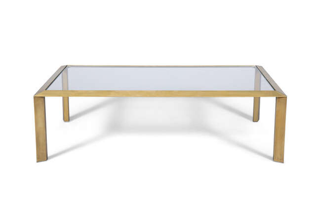 COFFEE TABLE A brass coffee table, with a...