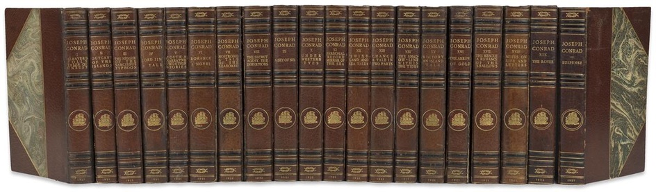 CONRAD, JOSEPH. Works. 20 volumes. Titles in red and black. 8vo, contemporary 3/4...