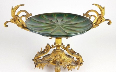 Gilt bronze Napoleon III bowl on a stand with foliage,...