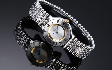 Cartier 'Must de Cartier 21'. Women's watch in steel with silver dial, 1990s