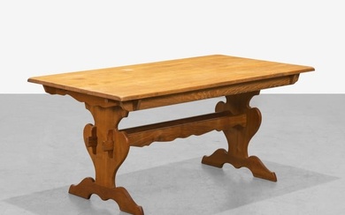 Carved Oak Trestle Table