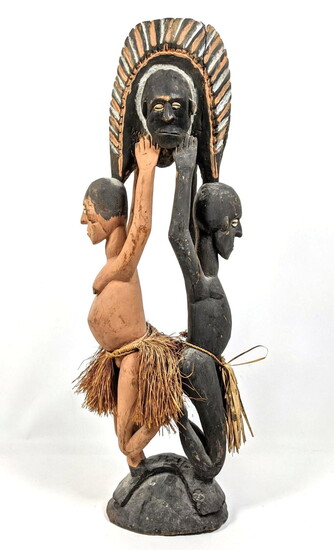 Carved Wood African Figural Sculpture. Papua New Guinea