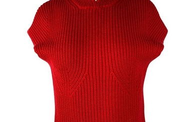Carven Red Wool Knit Sweater Vest, Size Medium