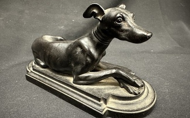 Cast Metal Greyhound Dog Sculpture