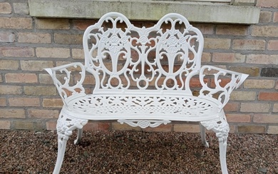 Cast aluminium two seater garden bench {H 84cm x W 100cm x ...