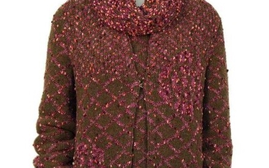 Chanel Brown & Pink Chunky Knit Sweater Set
