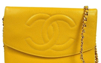 Chanel Yellow Caviar Skin Timeless WOC Wallet On Chain