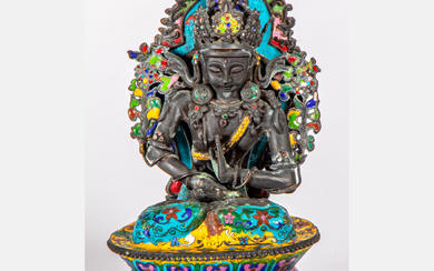 Chinese Cloisonné Seated Buddha, Qing Dynasty