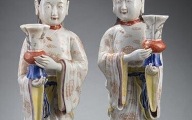 Chinese Famille Rose Porcelain Candle Holders