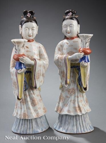 Chinese Famille Rose Porcelain Candle Holders