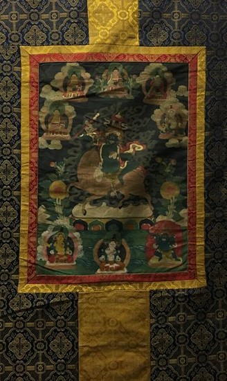 Chinese Hanging Scroll of Thangka Painting and Lineage