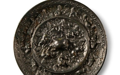 Chinese Tang Tinned Bronze Mirror with Monkeys