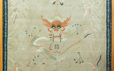 Chinese embroidered 'dragon' panel