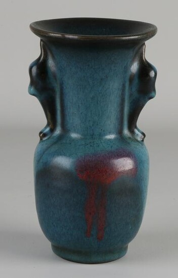 Chinese porcelain celadon vase with blue-green crackle