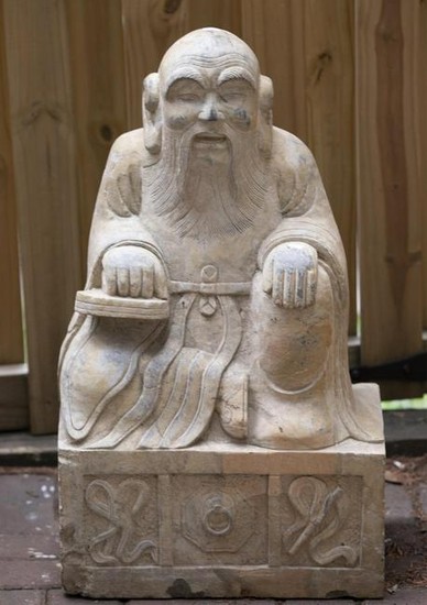 Chinese stone sculpture of a Buddhist deity.