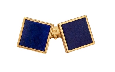 Circa 1970 A pair of lapis lazuli and 18 carat yellow gold c...