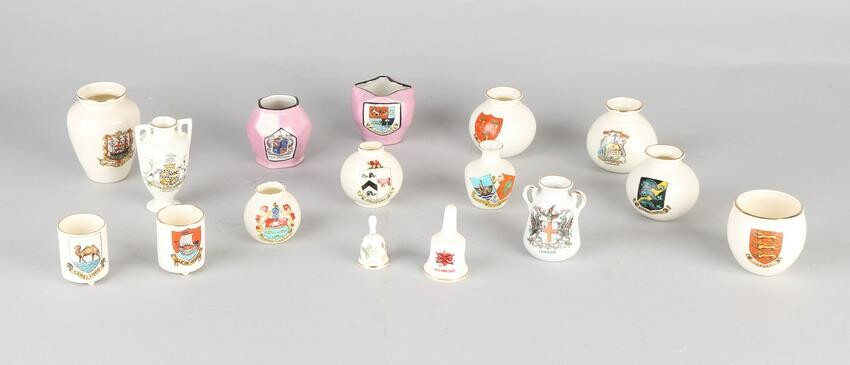 Collection of German porcelain vases + bells. WH Goss.