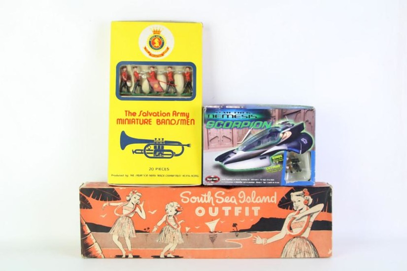 Collection of Vintage Toys incl. Salvation army miniature bandsmen, Lindsay & Bros South sea Island Outfit and others