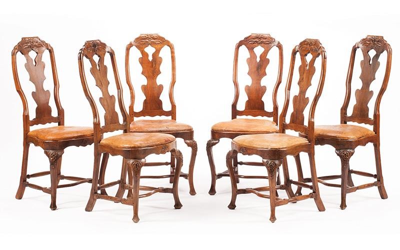 Continental Carved Walnut Side Chairs