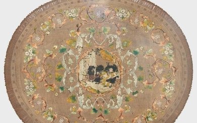 Continental Silk, Wool and Metal Embroidered Table